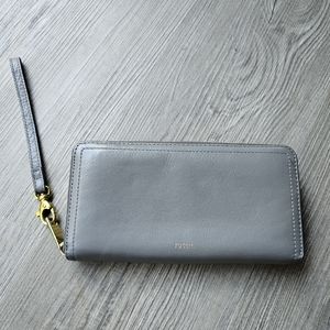 Fossil Gray RFID Logan Wristlet Wallet
